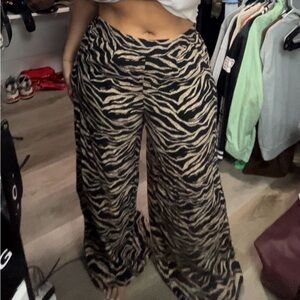 Zebra Print Wide-Leg Pants